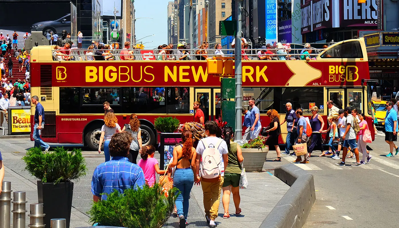 Big Bus i New York - Kryds ved Times Square