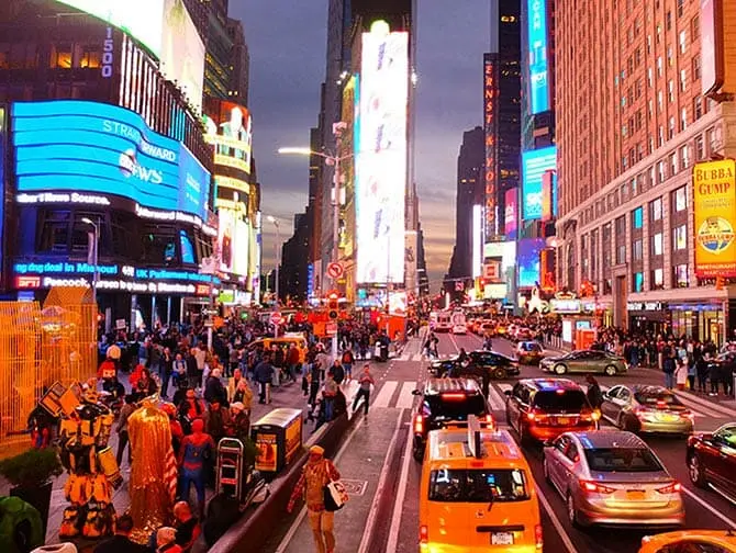Big Bus i New York - Times Square om aftenen