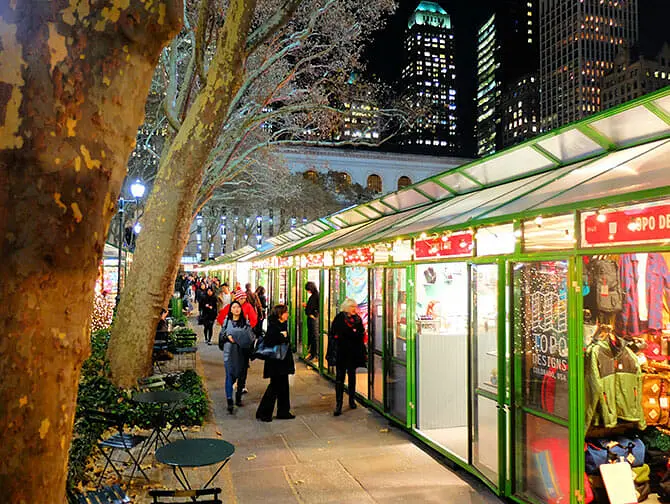 Markeder i New York - Bryant Park julepynt