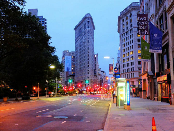 Flatiron Building i New York - Aften