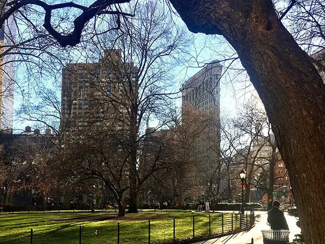 Flatiron Building i New York - Madison Square Park