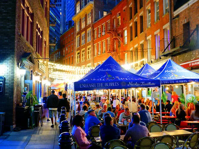 Stone Street restauranter i New York Winter