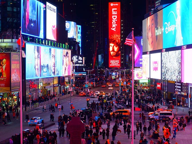 New York vandreruter - aftentur Times Square