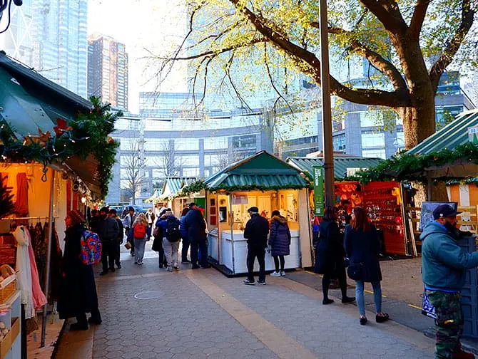 Julemarkeder i New York - Columbus Circle udenfor