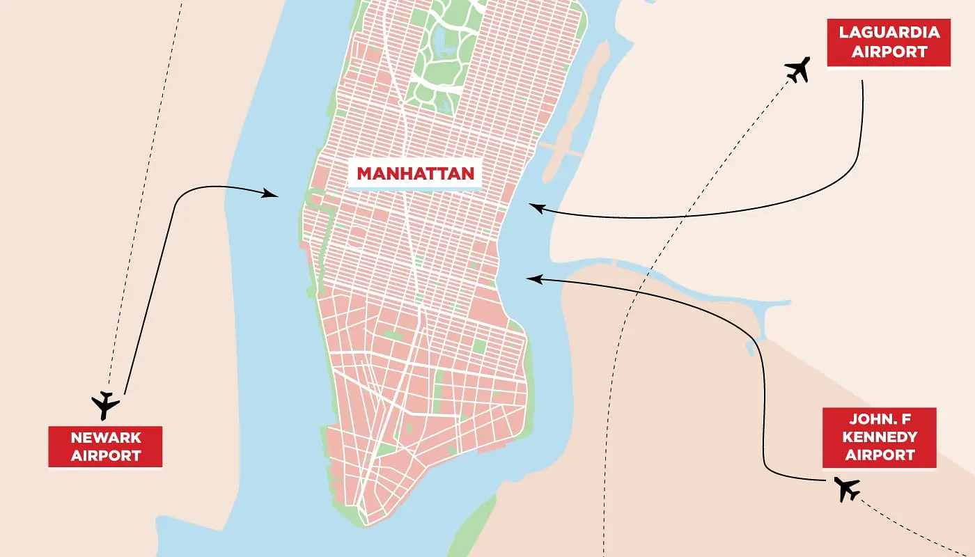 New York lufthavne - kort