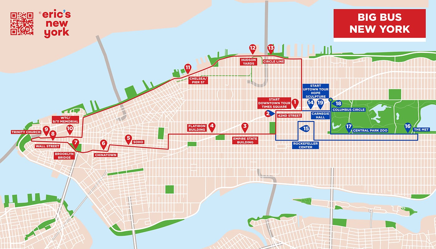 Big Bus i New York Tour map