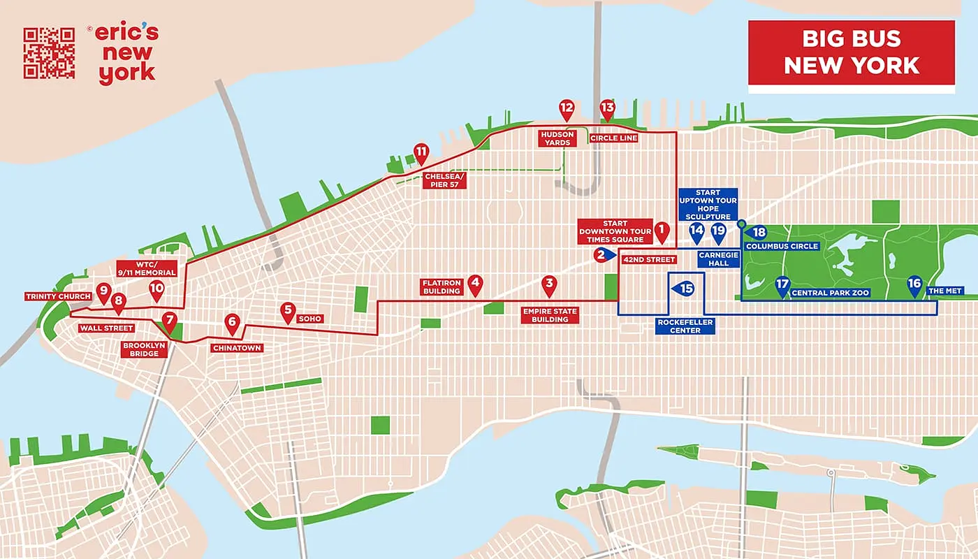 Big Bus i New York Tour map