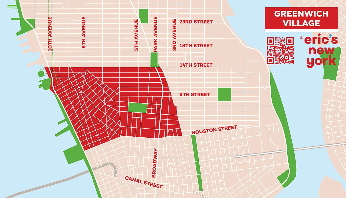 Greenwich Village i New York - Gratis Kort