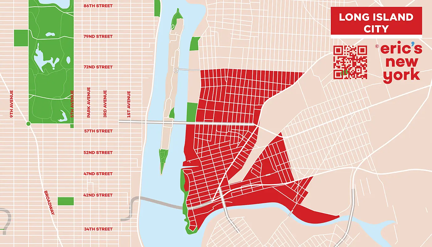 Long Island City i New York - Gratis Kort