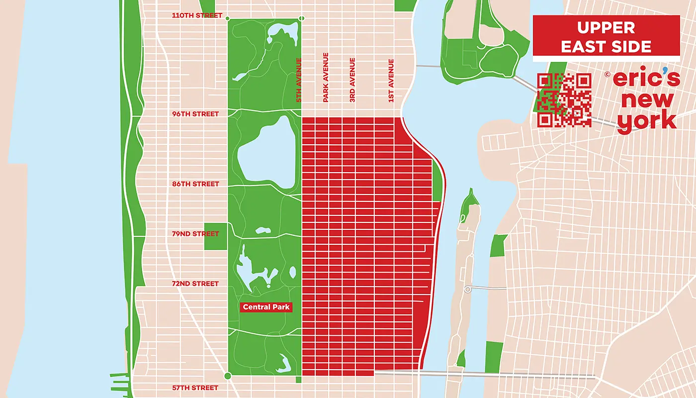 Upper East Side i New York - Gratis Kort