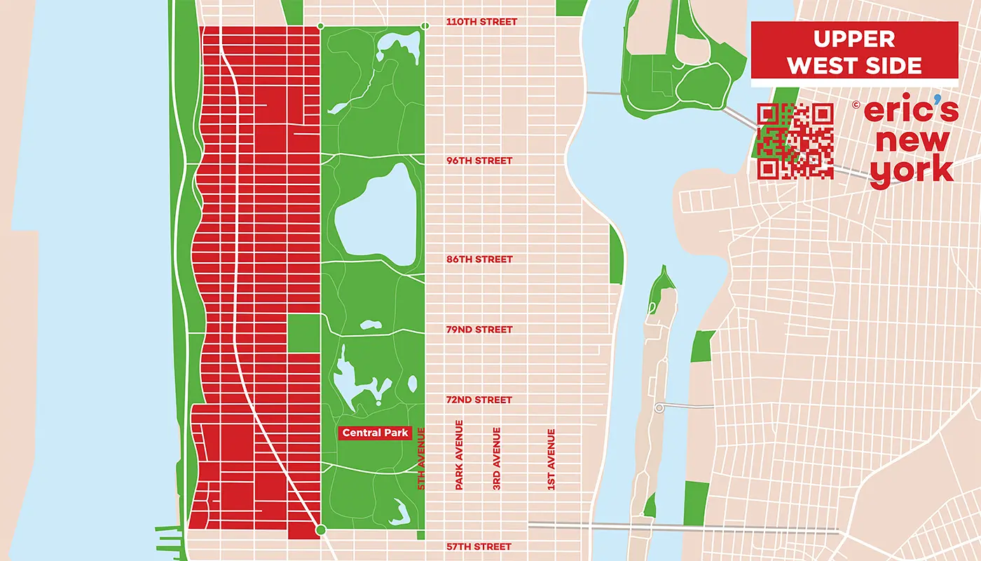Upper West Side i New York - Gratis Kort