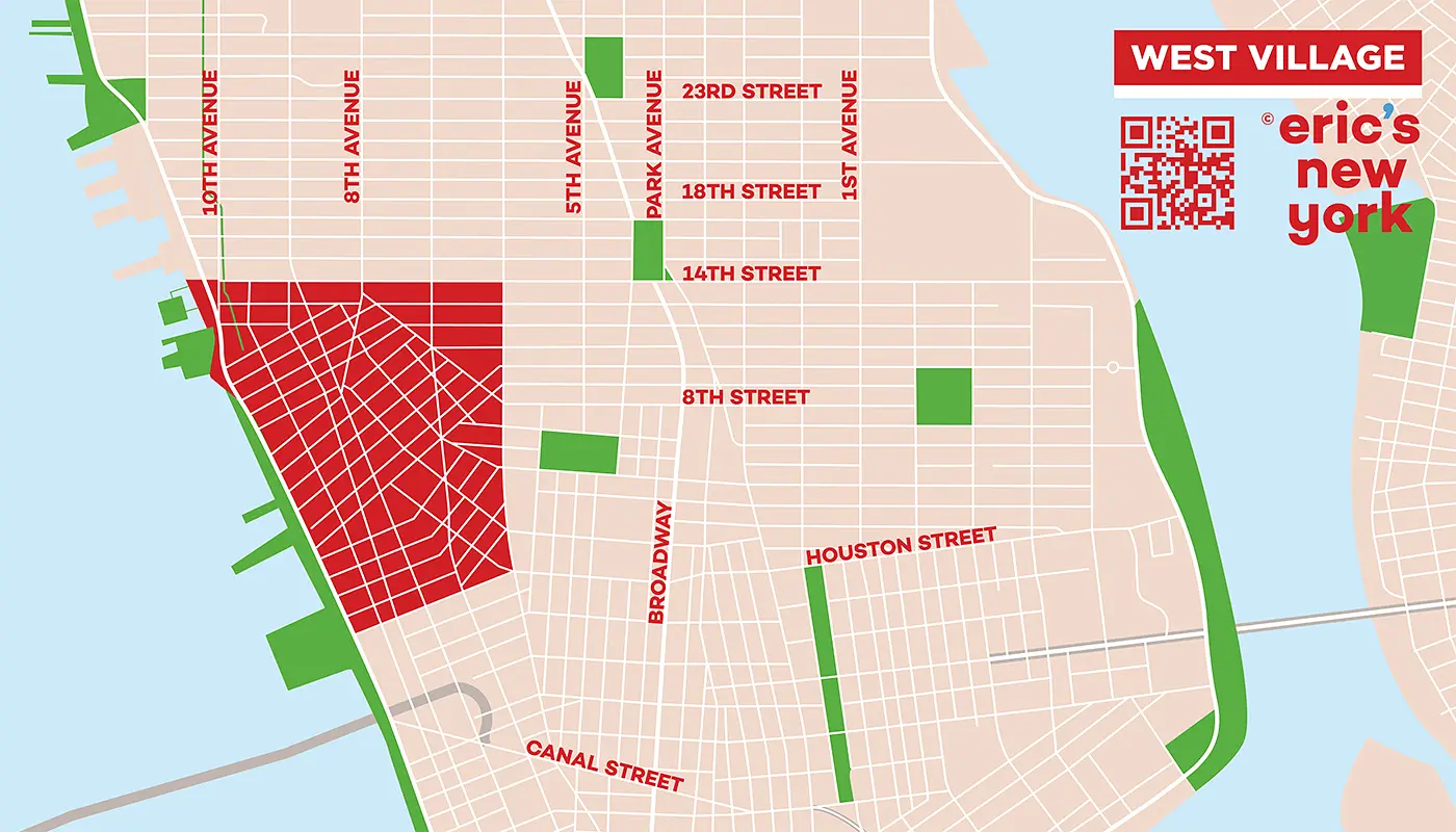 West Village i New York - Gratis Kort