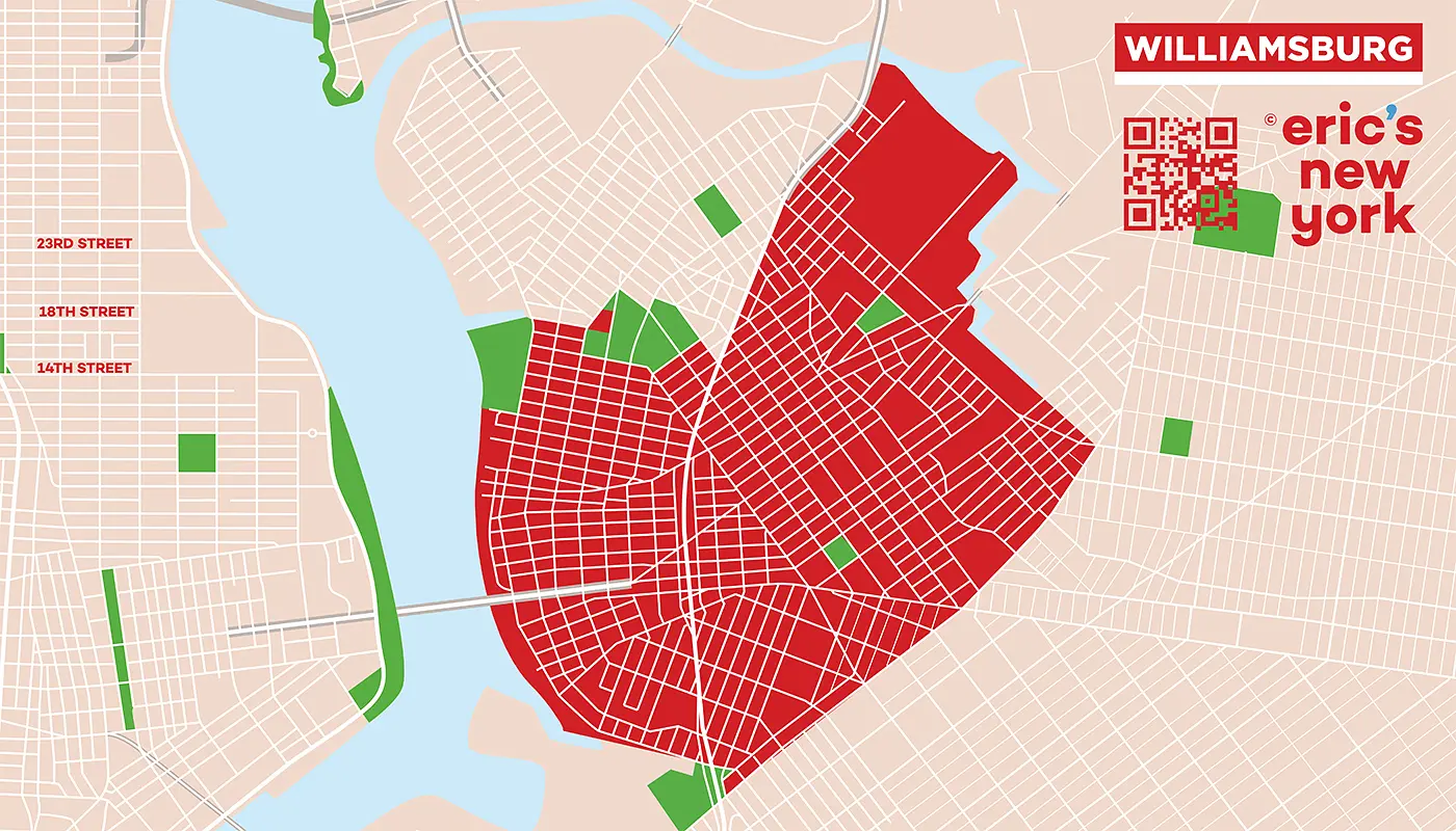 Williamsburg i New York - Gratis Kort