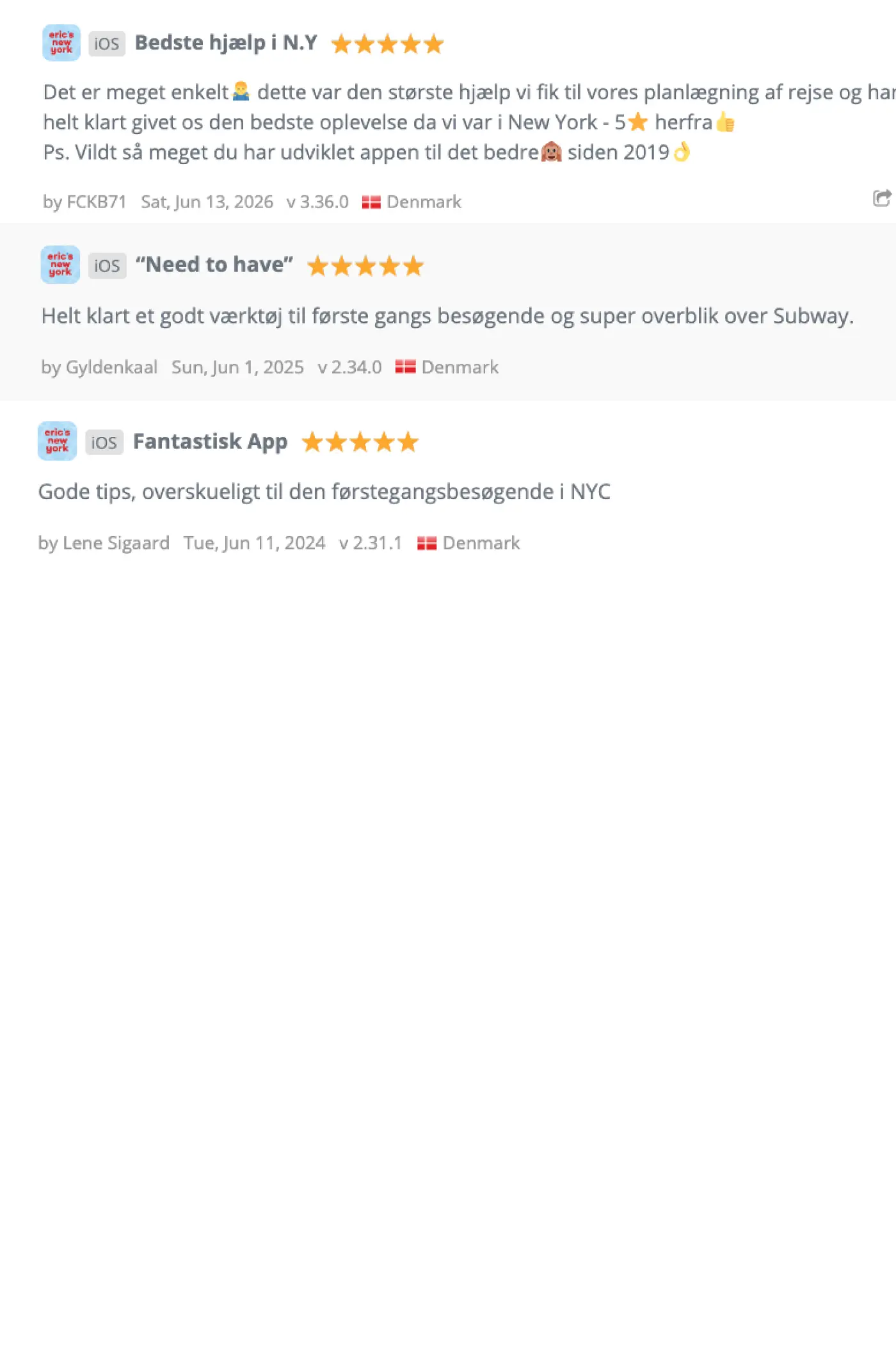 Eric's New York App - Reviews From DK